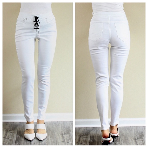 VENUS Denim - New VENUS Lace Up Skinny Jeans White